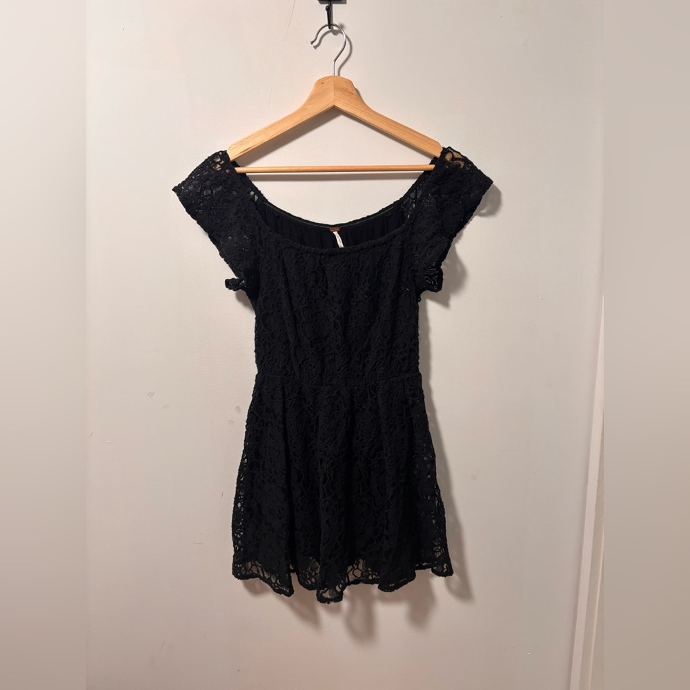 Free People Black Lace Mini Dress